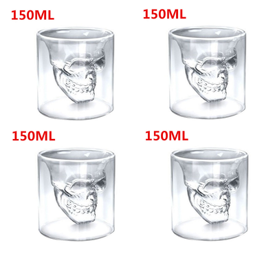 Double Transparent Skull Whiskey Glass