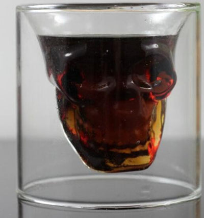 Double Transparent Skull Whiskey Glass
