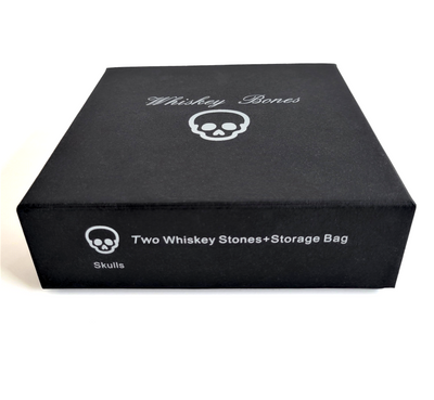 Set of 2 Grey Whiskey Stone Skulls - Made of 100% Pure Granite by Whiskey Bones
